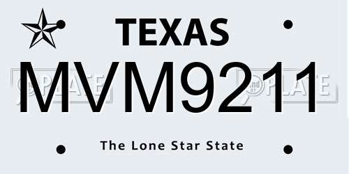 MVM9211 Texas License Plate