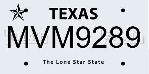MVM9289 Texas License Plate