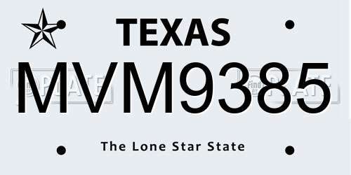MVM9385 Texas License Plate