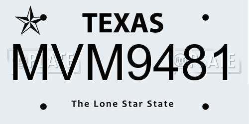 MVM9481 Texas License Plate