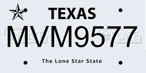 MVM9577 Texas License Plate