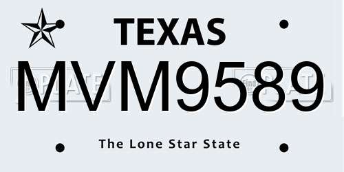 MVM9589 Texas License Plate