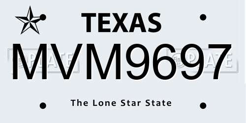 MVM9697 Texas License Plate