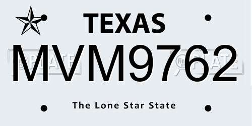 MVM9762 Texas License Plate