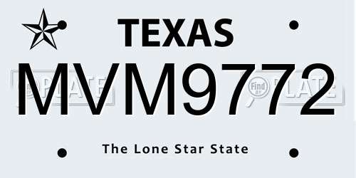 MVM9772 Texas License Plate