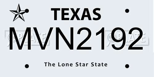 MVN2192 Texas License Plate