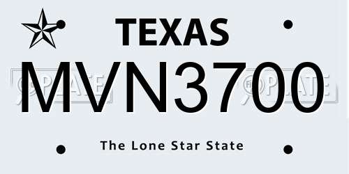 MVN3700 Texas License Plate
