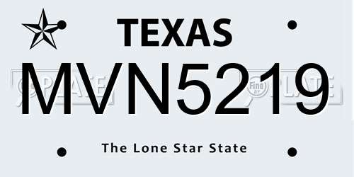MVN5219 Texas License Plate