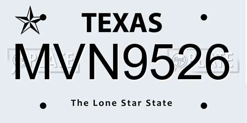 MVN9526 Texas License Plate