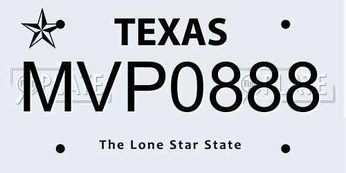 MVP0888 Texas License Plate