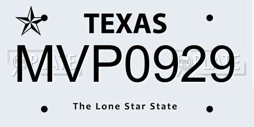 MVP0929 Texas License Plate