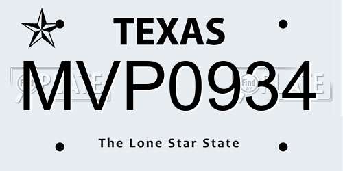 MVP0934 Texas License Plate