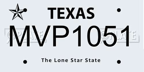 MVP1051 Texas License Plate