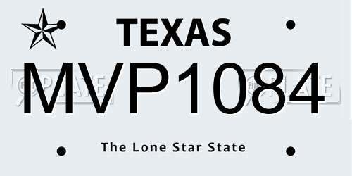 MVP1084 Texas License Plate