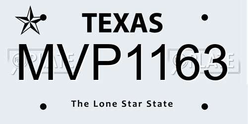 MVP1163 Texas License Plate