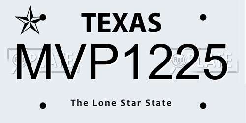 MVP1225 Texas License Plate
