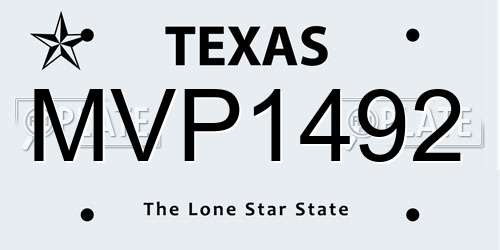 MVP1492 Texas License Plate