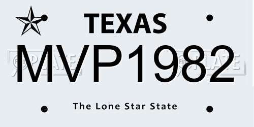 MVP1982 Texas License Plate