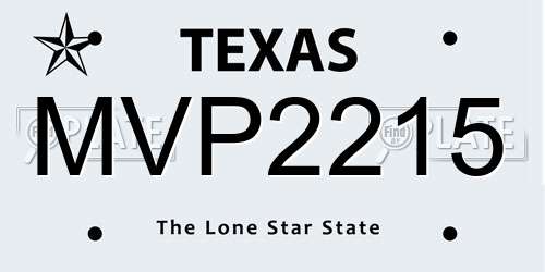 MVP2215 Texas License Plate
