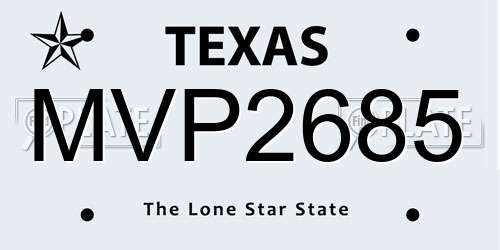MVP2685 Texas License Plate