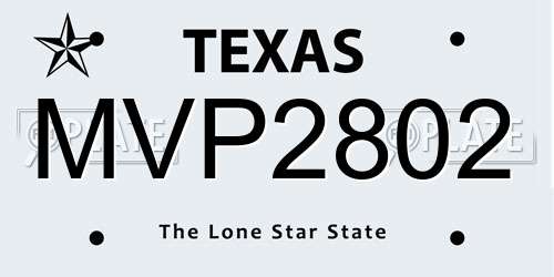 MVP2802 Texas License Plate