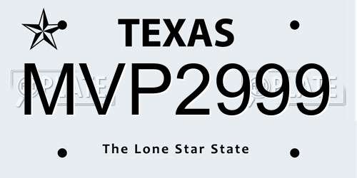 MVP2999 Texas License Plate