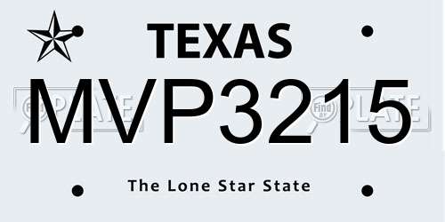 MVP3215 Texas License Plate
