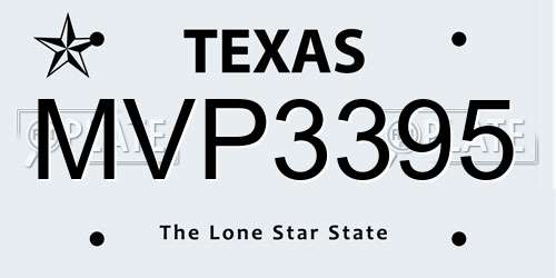MVP3395 Texas License Plate