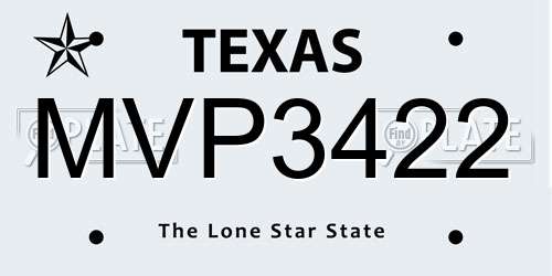 MVP3422 Texas License Plate