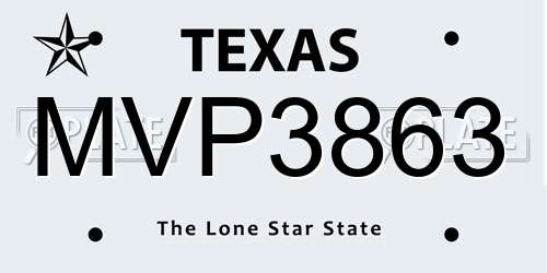 MVP3863 Texas License Plate