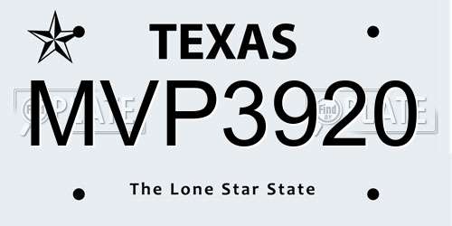 MVP3920 Texas License Plate