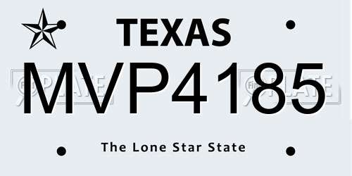MVP4185 Texas License Plate