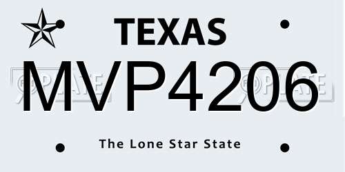 MVP4206 Texas License Plate