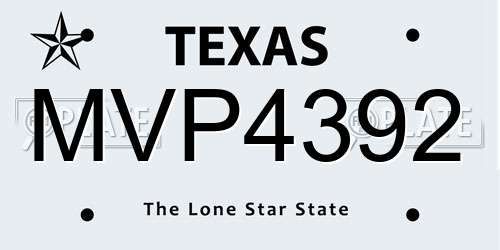MVP4392 Texas License Plate