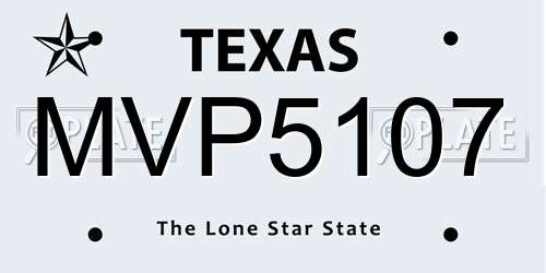 MVP5107 Texas License Plate