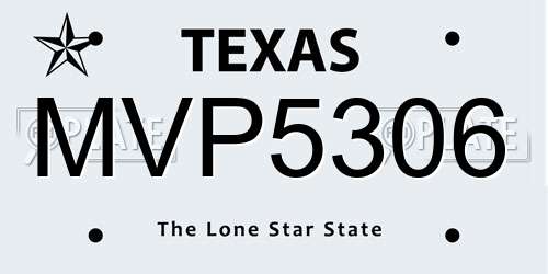MVP5306 Texas License Plate