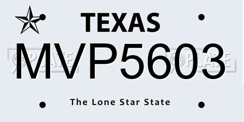 MVP5603 Texas License Plate