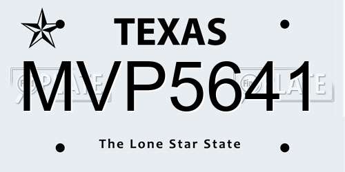MVP5641 Texas License Plate