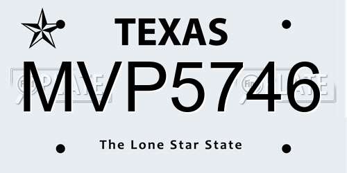 MVP5746 Texas License Plate