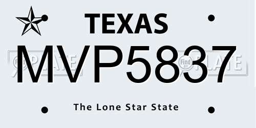 MVP5837 Texas License Plate