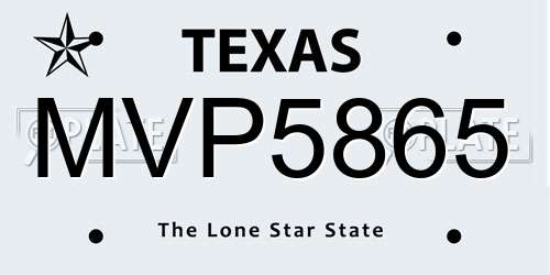 MVP5865 Texas License Plate
