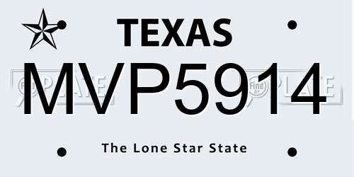 MVP5914 Texas License Plate