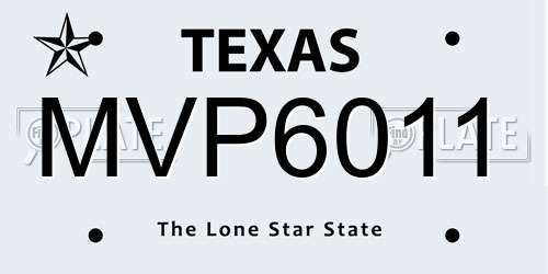 MVP6011 Texas License Plate