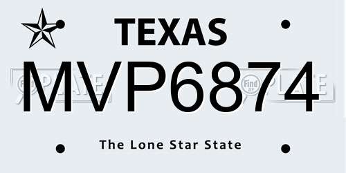 MVP6874 Texas License Plate