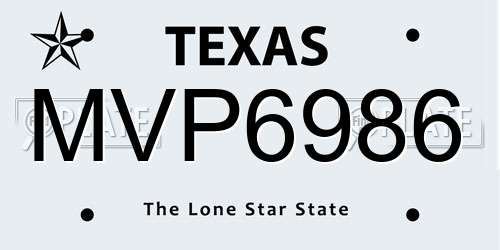MVP6986 Texas License Plate
