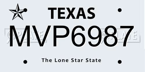 MVP6987 Texas License Plate