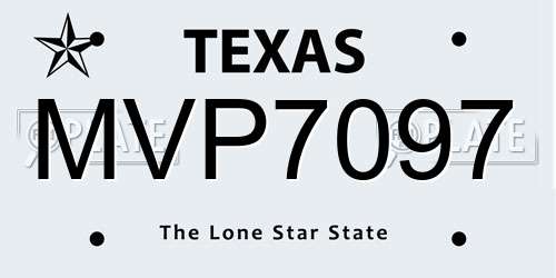 MVP7097 Texas License Plate
