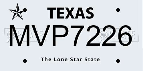 MVP7226 Texas License Plate