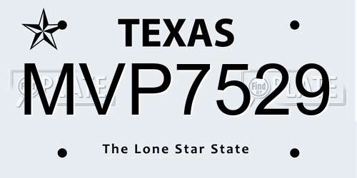 MVP7529 Texas License Plate