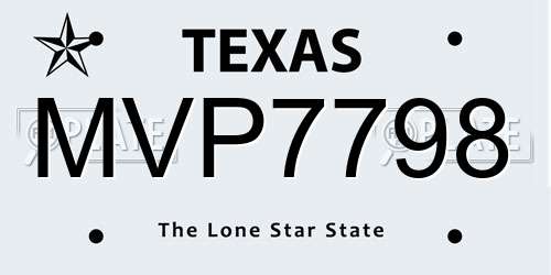 MVP7798 Texas License Plate